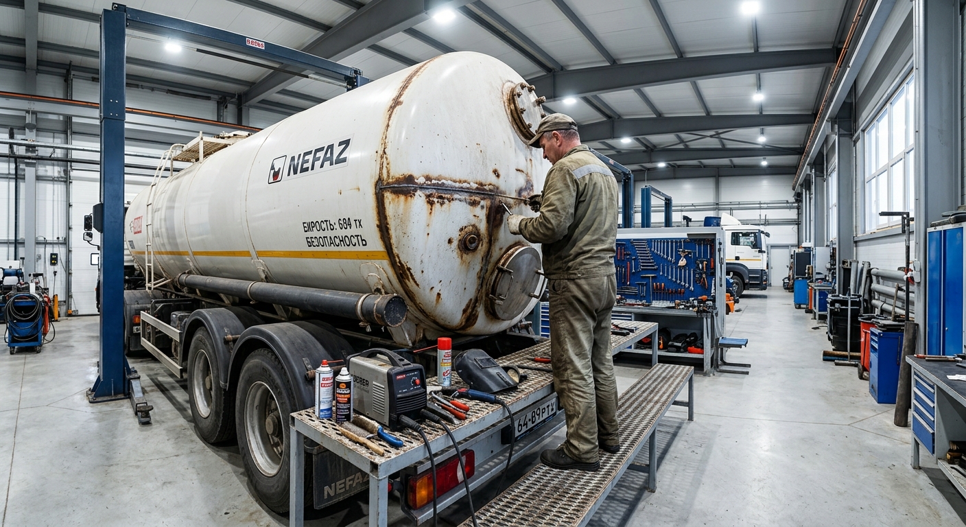 Ремонт коррозии цистерны прицепа НЕФАЗ: комплексные решения от Тахограф-Сервис
