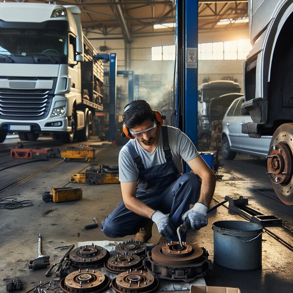 Профессиональное удаление и клепка тормозных накладок для грузовиков Volvo,