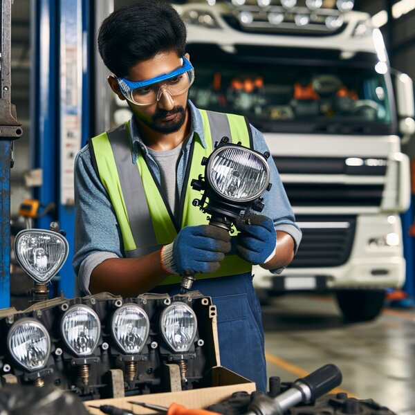 Замена лампы ближнего/дальнего света для грузовиков Volvo, Scania, Mercedes,