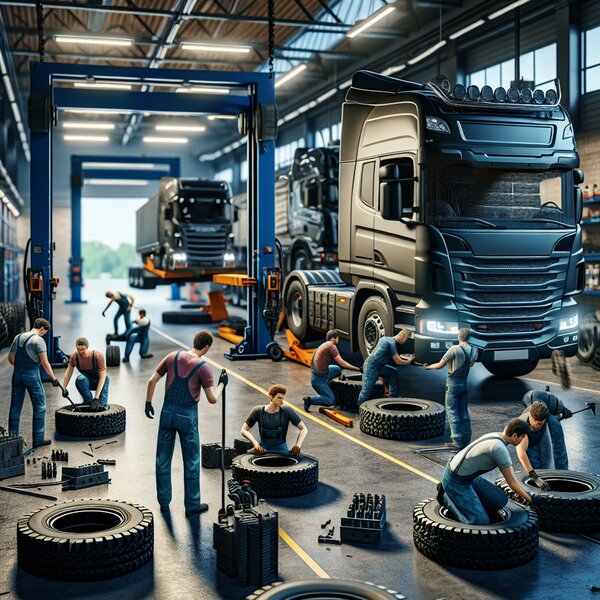 Профессиональный монтаж автомобильных шин для Volvo, Scania, Mercedes, Renault,