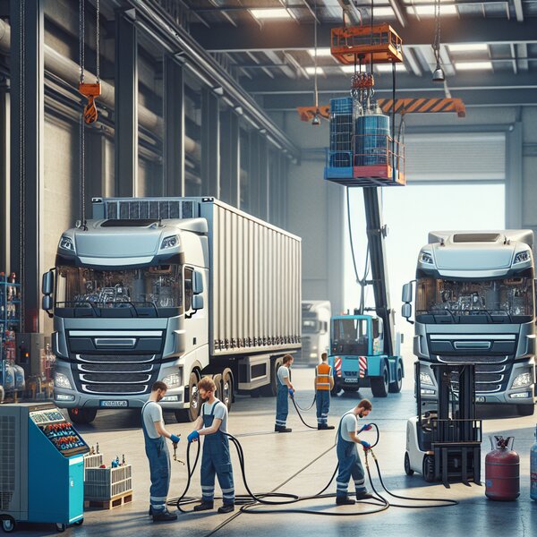 Заправка хладагентом A/C грузовиков Volvo, Scania, Mercedes, Renault, DAF,