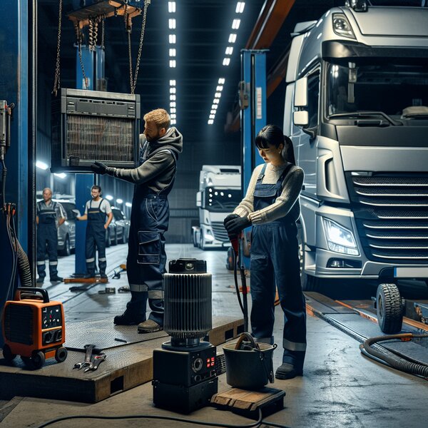 Снятие и установка автономного отопителя для ремонта Volvo, Scania, Mercedes,