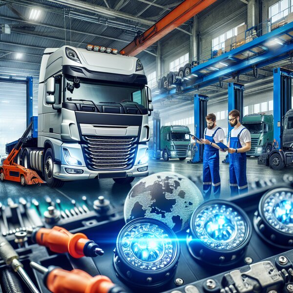 Проверка и настройка системы автоматической регулировки фар грузовиков Volvo,